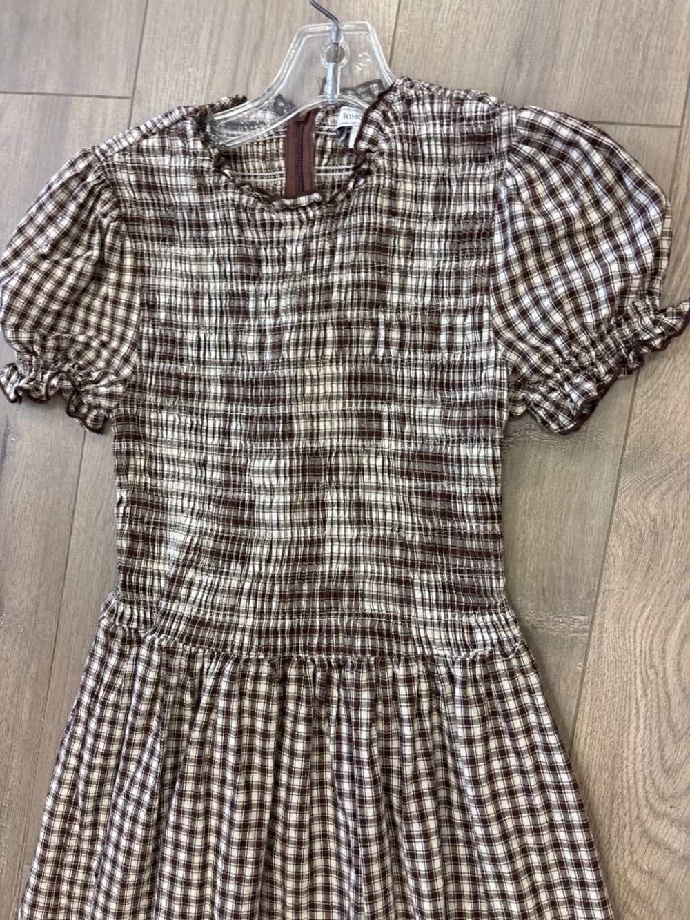 Rihoas brown smocked mini gingham dress - Picture 5 of 9